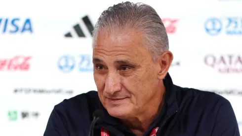 DOHA, QATAR – NOVEMBER 23: Adenor Leonardo Bacchi, Head Coach of Brazil, speaks during the Brazil Press Conference at the Main Media Center on November 23, 2022 in Doha, Qatar. (Photo by Mohamed Farag/Getty Images)
