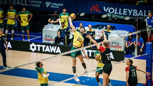 Brasilien und Deutschland beim letzten Treffen im Völkerbund.  Foto: FIVB