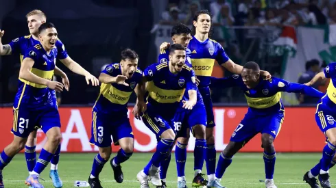 SP – SAO PAULO – 05/10/2023 – LIBERTADORES 2023, PALMEIRAS X BOCA JUNIORS – Jogadores do Boca Juniors comemoram vitoria ao final da partida contra o Palmeiras no estadio Arena Allianz Parque pelo campeonato Libertadores 2023. Foto: Marcello Zambrana/AGIF
