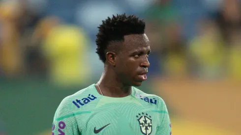 MT – CUIABA – 10/10/2023 – SELECAO BRASILEIRA, TREINO – Vinicius Junior jogador da Selecao Brasileira durante treino no estadio Arena Pantanal. Foto: Gil Gomes/AGIF
