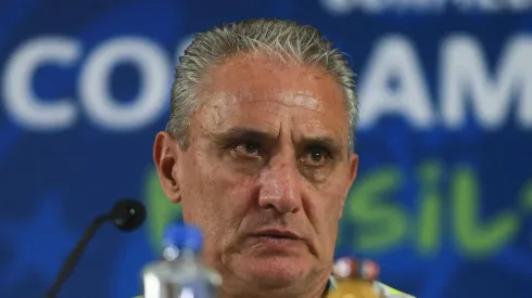 SAO PAULO, BRAZIL – JUNE 21: Coach Tite of Brazil gestures during official press conference as part of the Copa America Brazil 2019 at Corinthians Arena on June 21, 2019 in Sao Paulo, Brazil. (Photo by Alessandra Cabral/Getty Images)
