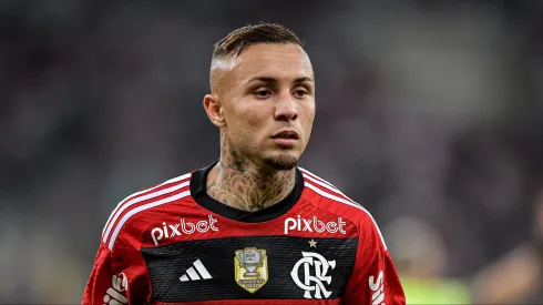 Éverton Cebolinha jogador do Flamengo durante partida contra o Fluminense no estadio Maracana pelo campeonato Copa do Brasil 2023. Foto: Thiago Ribeiro/AGIF
