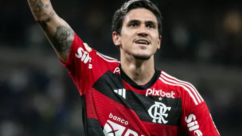 Pedro jogador do Flamengo comemora gol durante partida contra pelo campeonato Brasileiro Foto: Fernando Moreno/AGIF