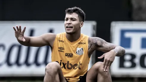 Marcos Leonardo durante treinamento no Santos. Foto: Ivan Storti/Santos FC

