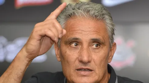Tite durante coletiva como treinador  
