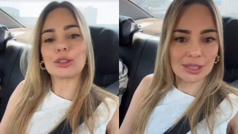 Rachel Sheherazade grava vídeo de apoio a Lucas e Jaque dentro de um carro – Foto: Instagram @rachelsheherazade
