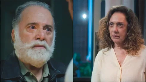 Agatha flagra Antônio com amante após casamento. Reprodução: TV Globo.
