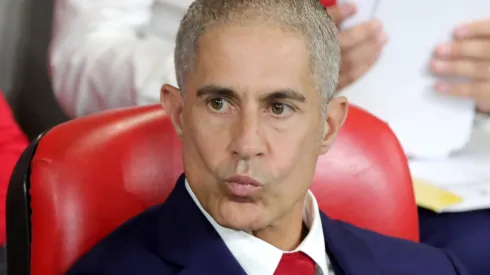 Sylvinho, técnico da Seleção da Albânia, durante partida - Foto: Armando Babani/Getty Images