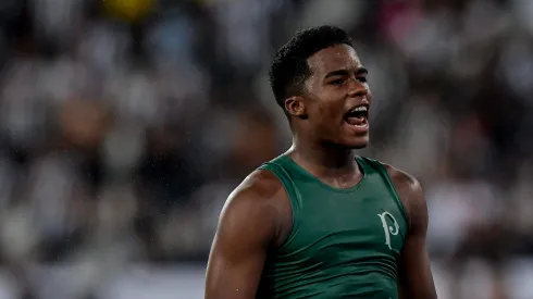 RJ - RIO DE JANEIRO - 01/11/2023 - BRASILEIRO A 2023, BOTAFOGO X PALMEIRAS - Endrick jogador do Palmeiras comemora vitoria ao final da partida contra o Botafogo no estadio Engenhao pelo campeonato Brasileiro A 2023. Foto: Thiago Ribeiro/AGIF