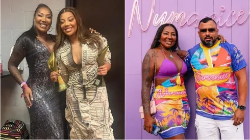 Foto 1: Ludmilla com a mãe em um dia de premiação Foto 2: Silvana Oliveira e o marido no show de Ludmilla – Fotos: Instagram/Silvana Oliveira 
