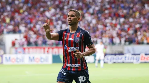 Marco Antonio jogador do Bahia comemora seu gol durante partida contra o Londrina no estadio Arena Fonte Nova pelo campeonato Brasileiro B 2022. Foto: Renan Oliveira/AGIF
