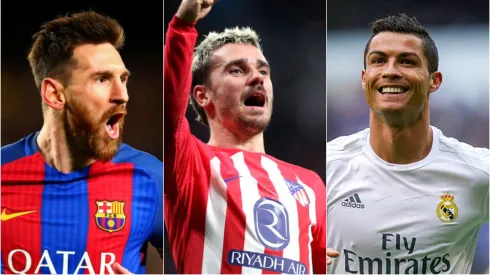 Messi, Griezmann e Cristiano Ronaldo. Getty Images
