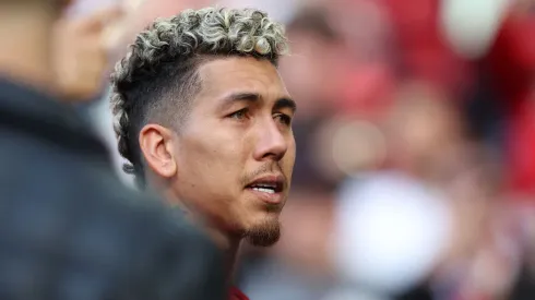 LIVERPOOL, ENGLAND – MAY 20: Roberto Firmino of Liverpool is seen looking emotional following his last home appearance in the Premier League match between Liverpool FC and Aston Villa at Anfield on May 20, 2023 in Liverpool, England. (Photo by Jan Kruger/Getty Images)
