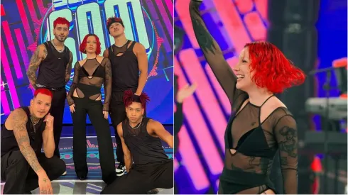 Foto 1: Priscilla [à (esquerda ) – Reprodução – Rede Globo – Foto 2: Priscilla e dançarinos à (direita) – Reprodução/ Instagram
