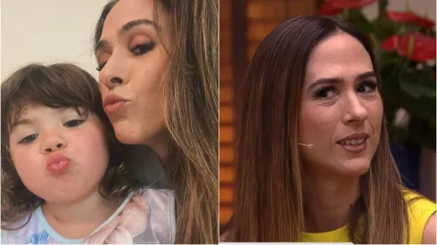 Tata Werneck se declara para a filha ao vivo. Reprodução: Instagram/Tata Werneck. Reprodução: TV Globo.
