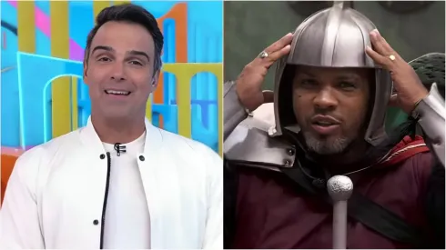 Tadeu Schmidt 'alfineta' Rodriguinho ao vivo - Fotos: Reprodução/Globo