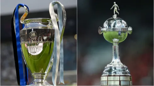 Taça da Champions League e Libertadores. Fotos: David Ramos/ Heuler Andrey/Getty Images
