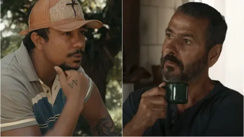 Damião (Xamã) e Inocêncio (Marcos Palmeira) em Renascer – Foto: Reprodução/TV Globo
