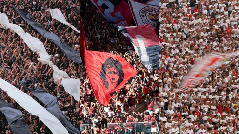 Torcidas do Corinthians, Flamengo e São Paulo são algumas das maiores do Brasil – Foto: Thiago Ribeiro/Ettore Chiereguini/AGIF; Fotos: Rubens Chiri, Paulo Pinto e Ciete Silvério / saopaulofc
