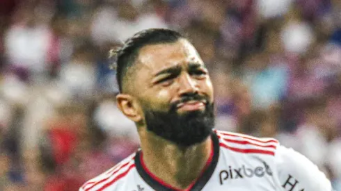 Gabi comemora gol pelo Fla contra o Fortaleza, no dia 28/09/2022.