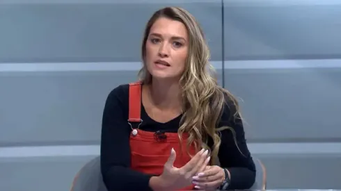 Foto: Reprodução/SporTV – Ana Thaís Matos reagiu após o pronunciamento do técnico Cuca
