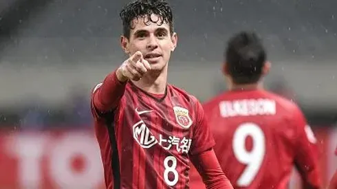 Oscar comemorando gol do Shanghai Port contra o Melbourne Victory, no Shanghai Stadium, pela AFC Champions League, no dia 20/02/2018. Foto: VCG/Getty Images

