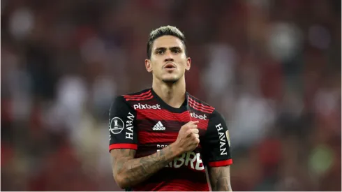 Pedro, jogador do Flamengo, na Libertadores – Foto: Buda Mendes/Getty Images
