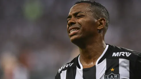 Robinho reagindo a final da Copa do Brasil entre Atlético-MG vs Grêmio.
 (Foto: Pedro Vilela/Getty Images)
