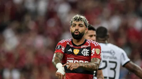 Gabigol jogador do Flamengo durante partida contra o Olimpia no estádio Maracanã pelo campeonato Libertadores 2023.