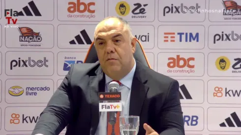 Marcos Braz, vice do Flamengo, abriu o jogo sobre a chegada de um ponta – Foto: Reprodução/FlaTV