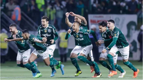 Jogadores do Palmeiras comemorando classificação na Libertadores – Foto:Alexandre Schneider/Getty Images
