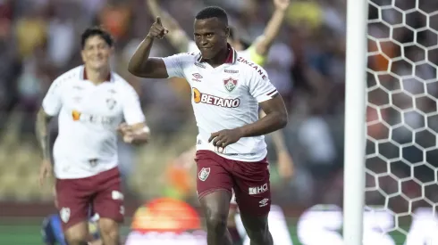 Jhon Arias comemora gol no Estádio Klaber Andrade, em Cariacica, no Espírito Santo, durante partida do Campeonato Carioca de 2023. Foto: Jorge Rodrigues/AGIF