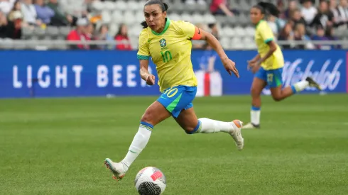 Marta esteve em campo pelo Brasil contra o Japão, na She Believes Cup, nos Estados Unidos (Foto: Jason Mowry/Getty Images)
