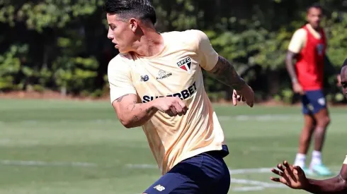 James Rodríguez treinando no São Paulo; Meia pode voltar contra o Palmeiras – Foto: Flick do São Paulo
