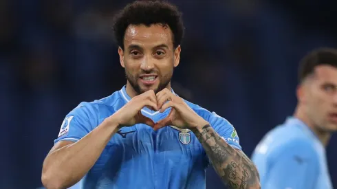 ROME, ITALY – APRIL 12:  Felipe Anderson of SS Lazio celebrates after scoring the team's third goal during the Serie A TIM match between SS Lazio and US Salernitana at Stadio Olimpico on April 12, 2024 in Rome, Italy. (Photo by Paolo Bruno/Getty Images)
