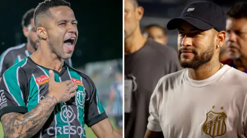 Serginho e Neymar podem jogar juntos no Santos em 2025 – Foto: Fernando Teramatsu e Leonardo Lima/AGIF
