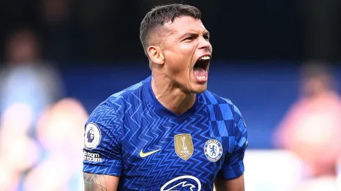 LONDON, ENGLAND – APRIL 24: Thiago Silva of Chelsea celebrates after their sides victory during the Premier League match between Chelsea and West Ham United at Stamford Bridge on April 24, 2022 in London, England. (Photo by Ryan Pierse/Getty Images)
