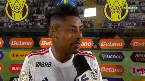Bruno Henrique reclamou da arbitragem contra o Flamengo - Foto: Reprodução/Premiere