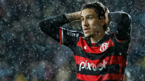 Pedro jogador do Flamengo durante partida contra o Palestino.
