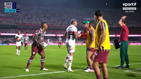 Luciano e Diniz brigam em São Paulo x Fluminense - Foto: Reprodução/SporTV/Premiere