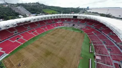 Enchentes castigaram estádios gaúchos. Divulgação/SC Internacional.
