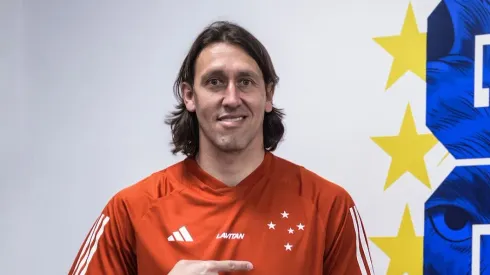 Cássio durante sua apresentação para o torcedor celeste. Foto: Gustavo Aleixo/Cruzeiro.