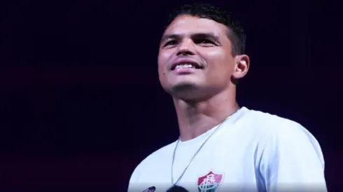 Foto: Mailson Santana/Fluminense – Thiago Silva em apresentação para a torcida do Fluminense
