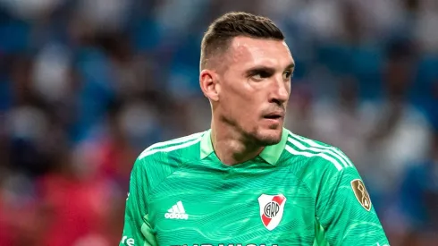 Armani, goleiro do River Plate, durante partida contra o Fortaleza no estádio Arena Castelão pela Copa Libertadores 2022. Foto: Pedro Chaves/AGIF