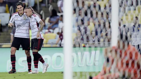 Everton Cebolinha jogador do Flamengo comemora seu gol durante partida contra o Fluminense. Foto: Alexandre Loureiro/AGIF
