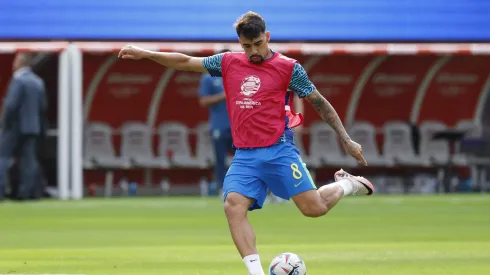 Paquetá durante o aquecimento para a estreia da Copa América. Photo by Kevork Djansezian/Getty Images
