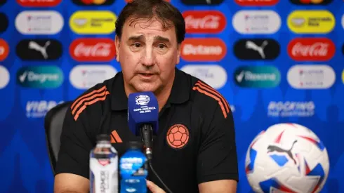 HOUSTON, TEXAS – JUNE 23: Nestor Lorenzo, coach of Colombia speaks during a press conference ahead of the CONMEBOL Copa America group stage match against Paraguay at NRG Stadium on June 23, 2024 in Houston, Texas. (Photo by Hector Vivas/Getty Images)
