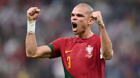 LUSAIL CITY, QATAR - DECEMBER 06: Pepe of Portugal celebrates after scoring the team's second goal during the FIFA World Cup Qatar 2022 Round of 16 match between Portugal and Switzerland at Lusail Stadium on December 06, 2022 in Lusail City, Qatar. (Photo by Justin Setterfield/Getty Images)