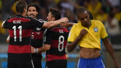 Jogadores da Alemanha de Neuer comemora gol durante partida contra o Brasil. Foto: Rubens Souza/AGIF
