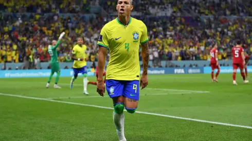 LUSAIL CITY, QATAR - NOVEMBER 24: Richarlison of Brazil celebrates after scoring their team's first goal during the FIFA World Cup Qatar 2022 Group G match between Brazil and Serbia at Lusail Stadium on November 24, 2022 in Lusail City, Qatar. (Photo by Justin Setterfield/Getty Images)